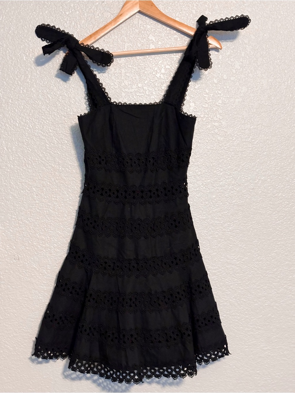 Goodnight Macaroon Black Eyelet Tie-Shoulder Mini Sundress